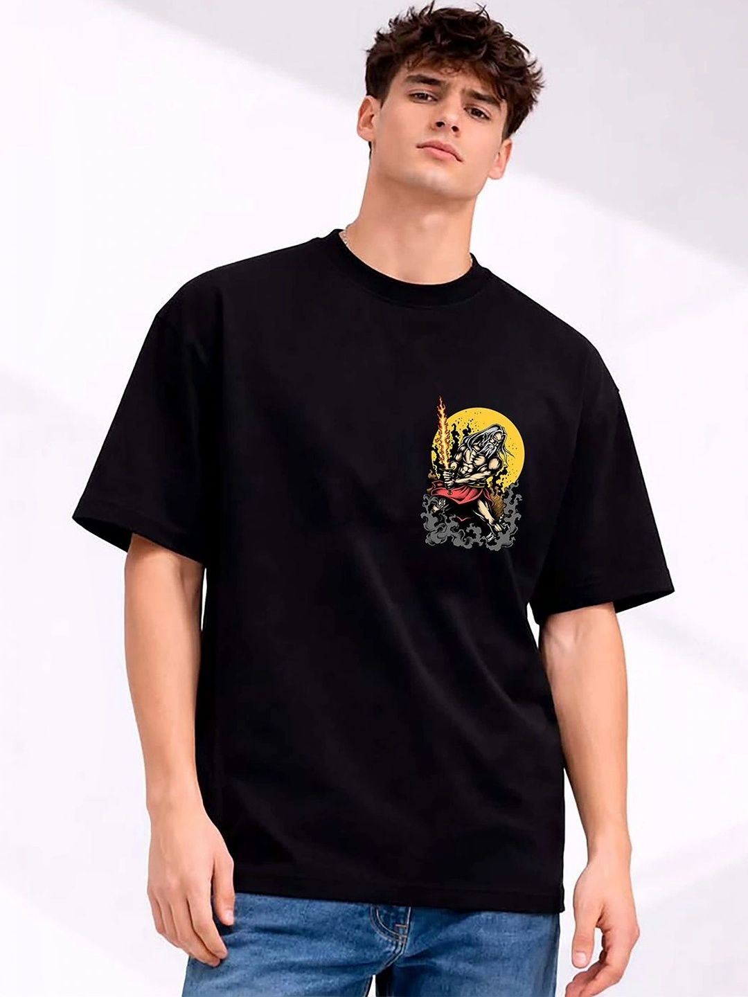 Mast & Harbour Men Printed Drop-Shoulder Sleeves T-shirt