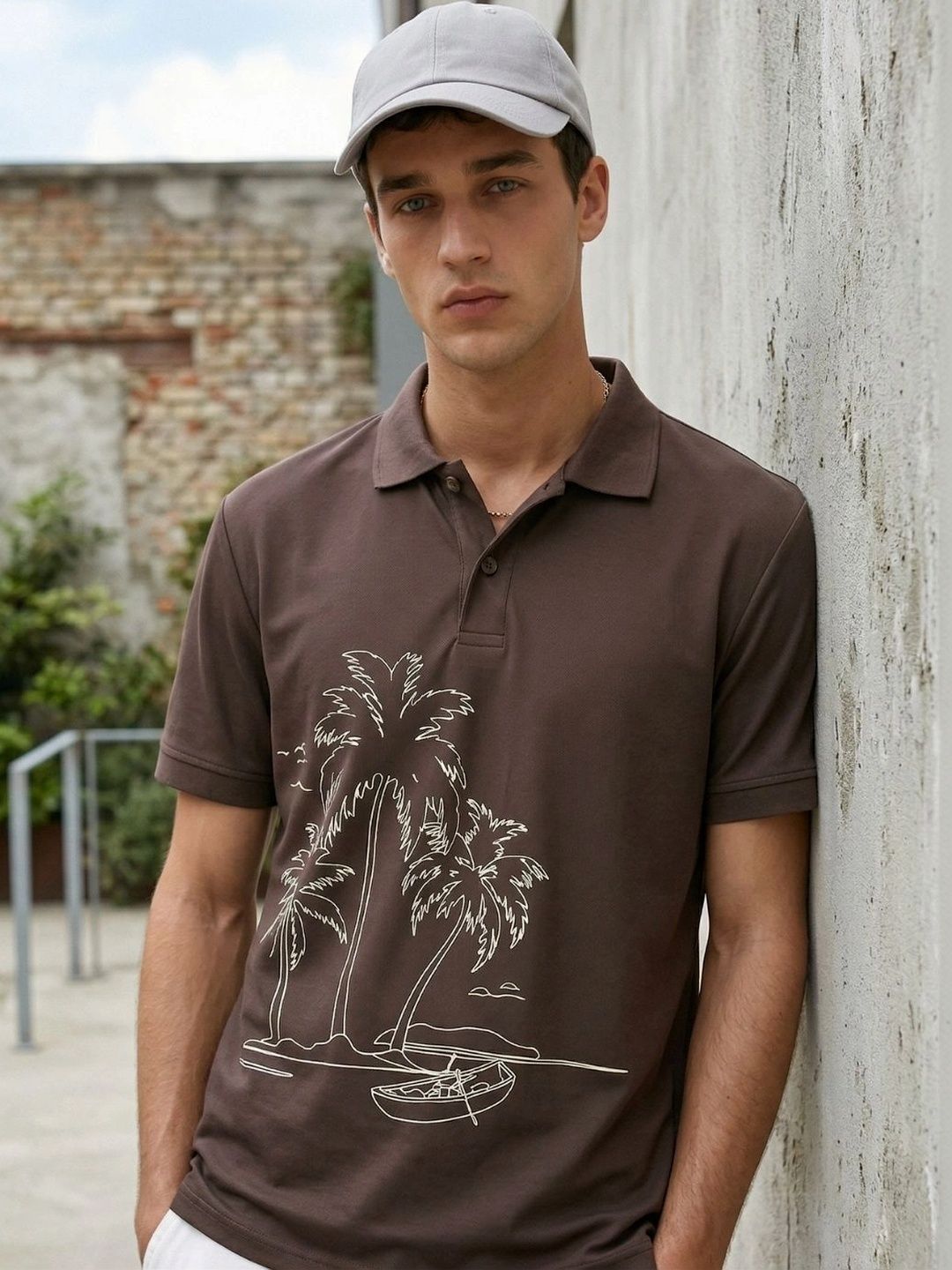 Kook N Keech Men Printed Polo Collar Tropical T-shirt