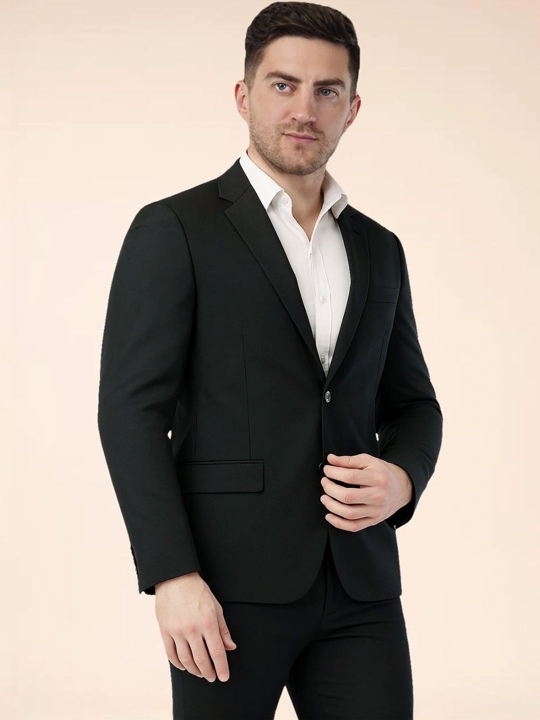 Integration Premium Notched Lapel Fully Lined Slim-Fit Formal Business Blazer