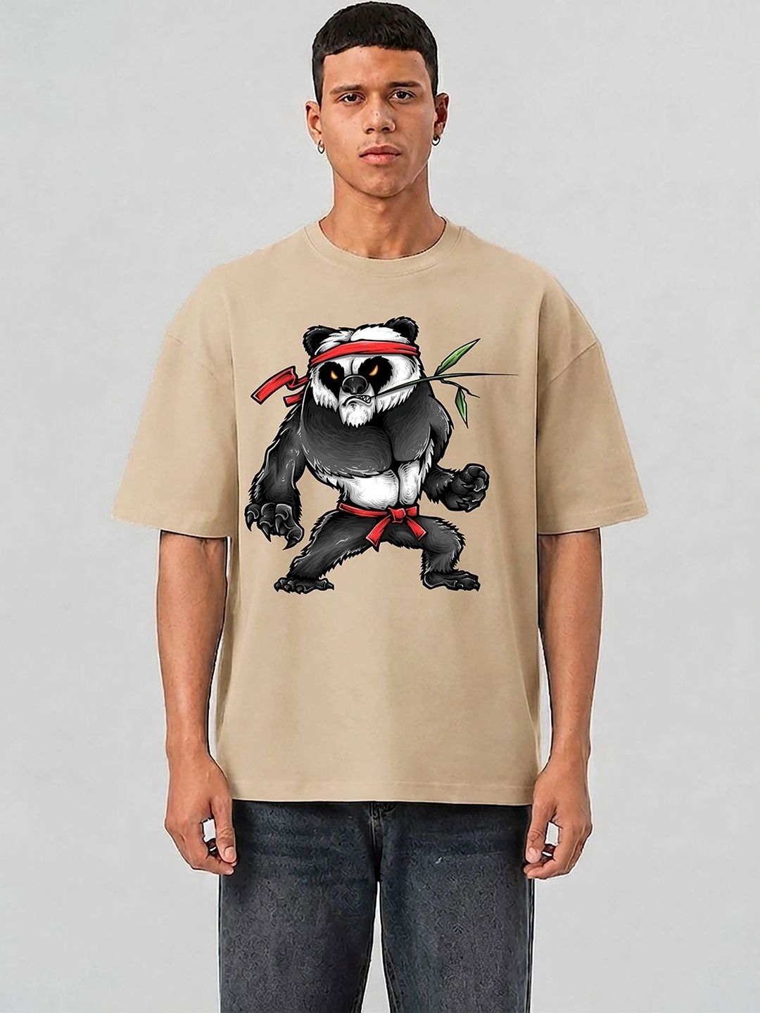 Mast & Harbour Men Printed Drop-Shoulder Sleeves T-shirt