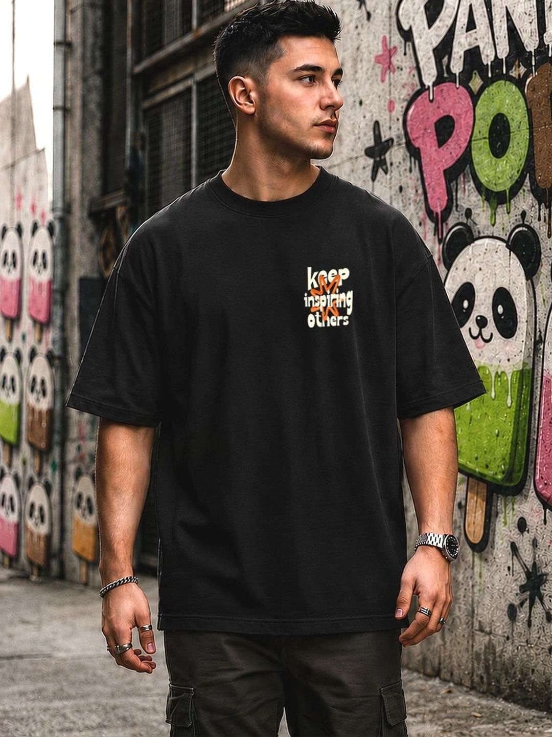 PANDA POPS Men Typography Printed T-shirt