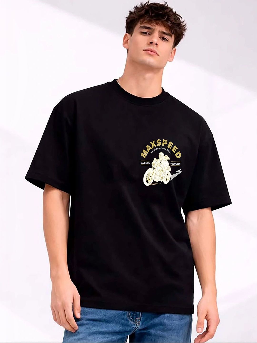 Mast & Harbour Men Printed Drop-Shoulder Sleeves T-shirt