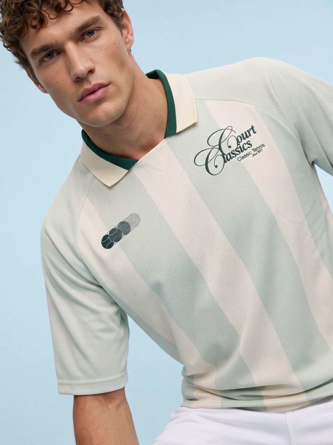 SPORT STREET by glitchez Striped Polo Collar T-shirt