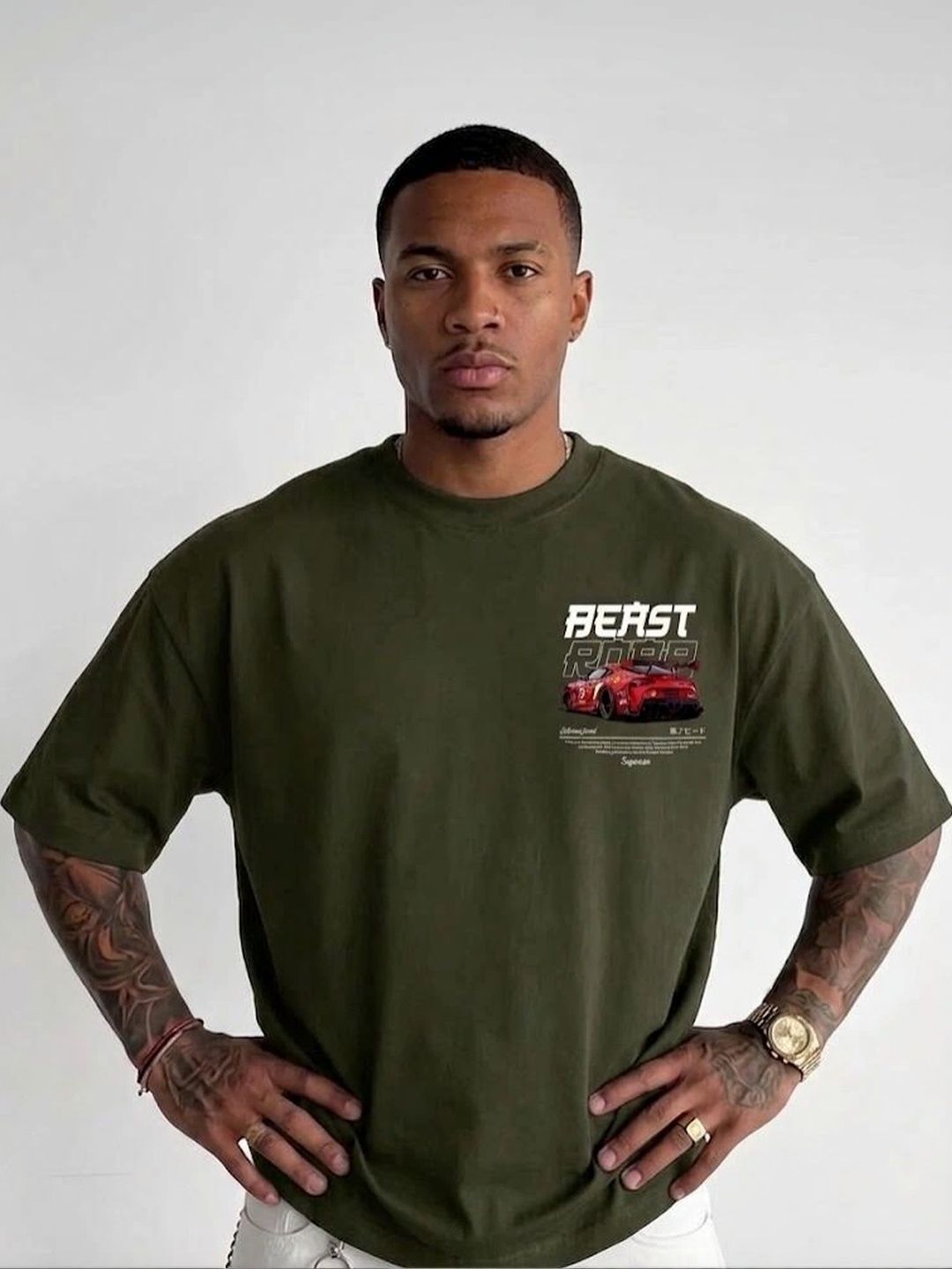 HUMMING TONE Men Printed Drop-Shoulder Sleeves T-shirt