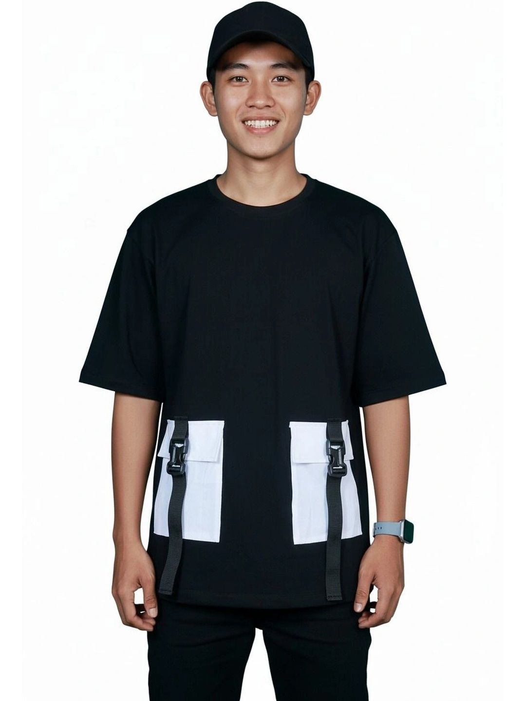 A2R FASHION Men Colourblocked Drop-Shoulder Sleeves Pockets T-shirt