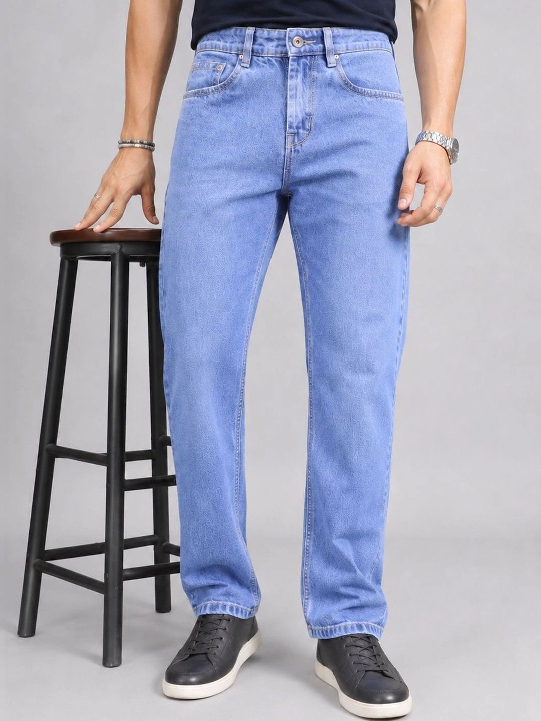 GEX Men Jean Straight Fit Mid-Rise Light Fade Jeans