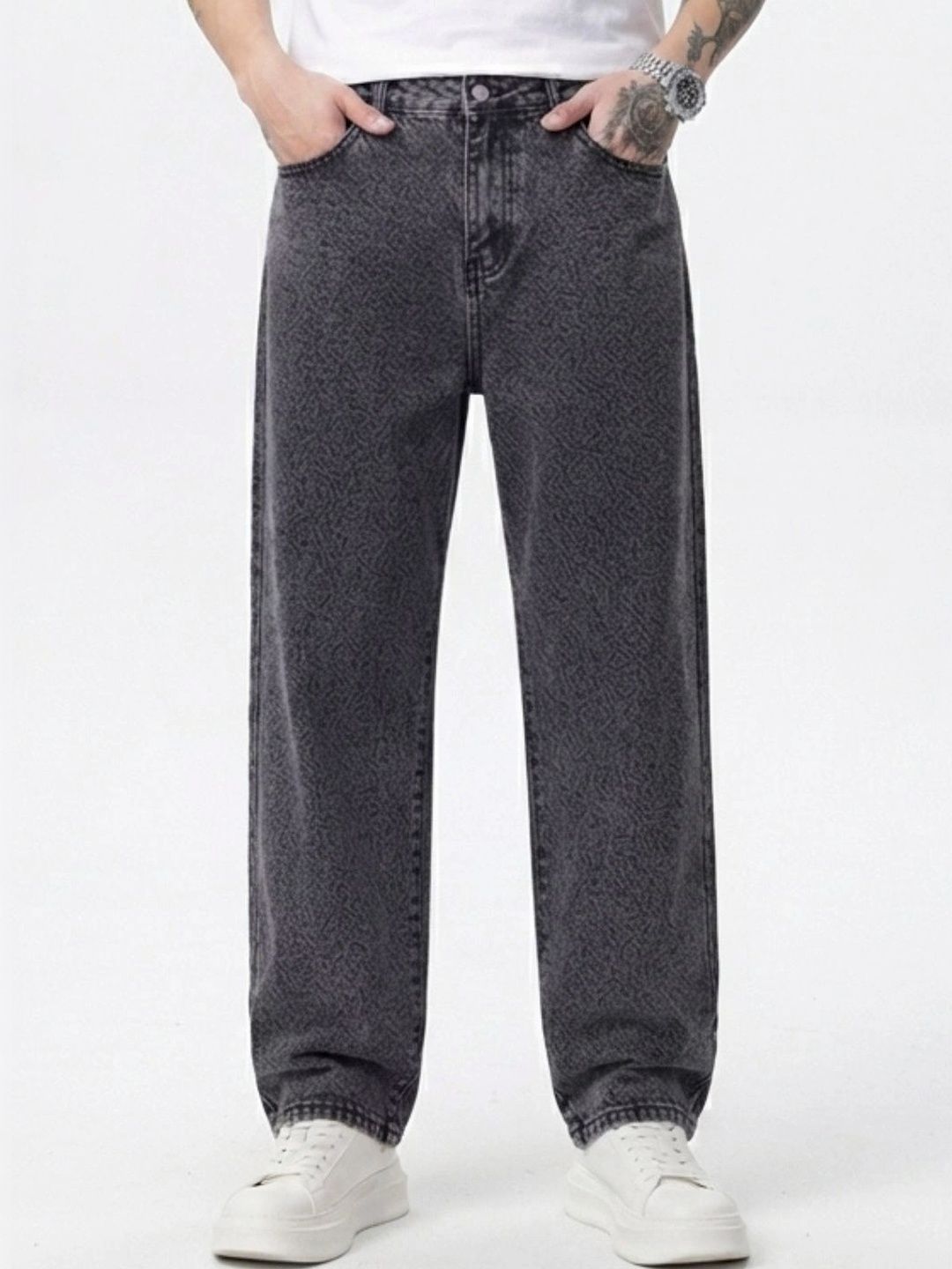 BREXX Men Jean Straight Fit Mid-Rise Printed Stretchable Jeans