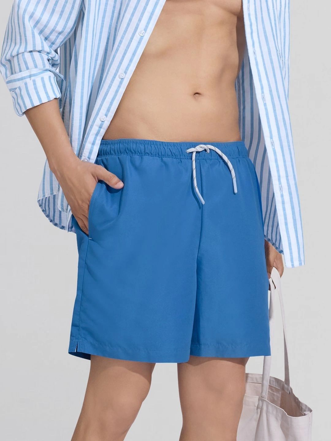 XYXX Men Solid Aqua Olympic Blue Regular fit Quick Dry Swim Shorts