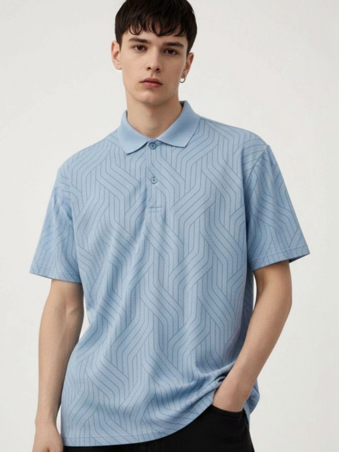 HERE&NOW Men Polo Collar T-shirt