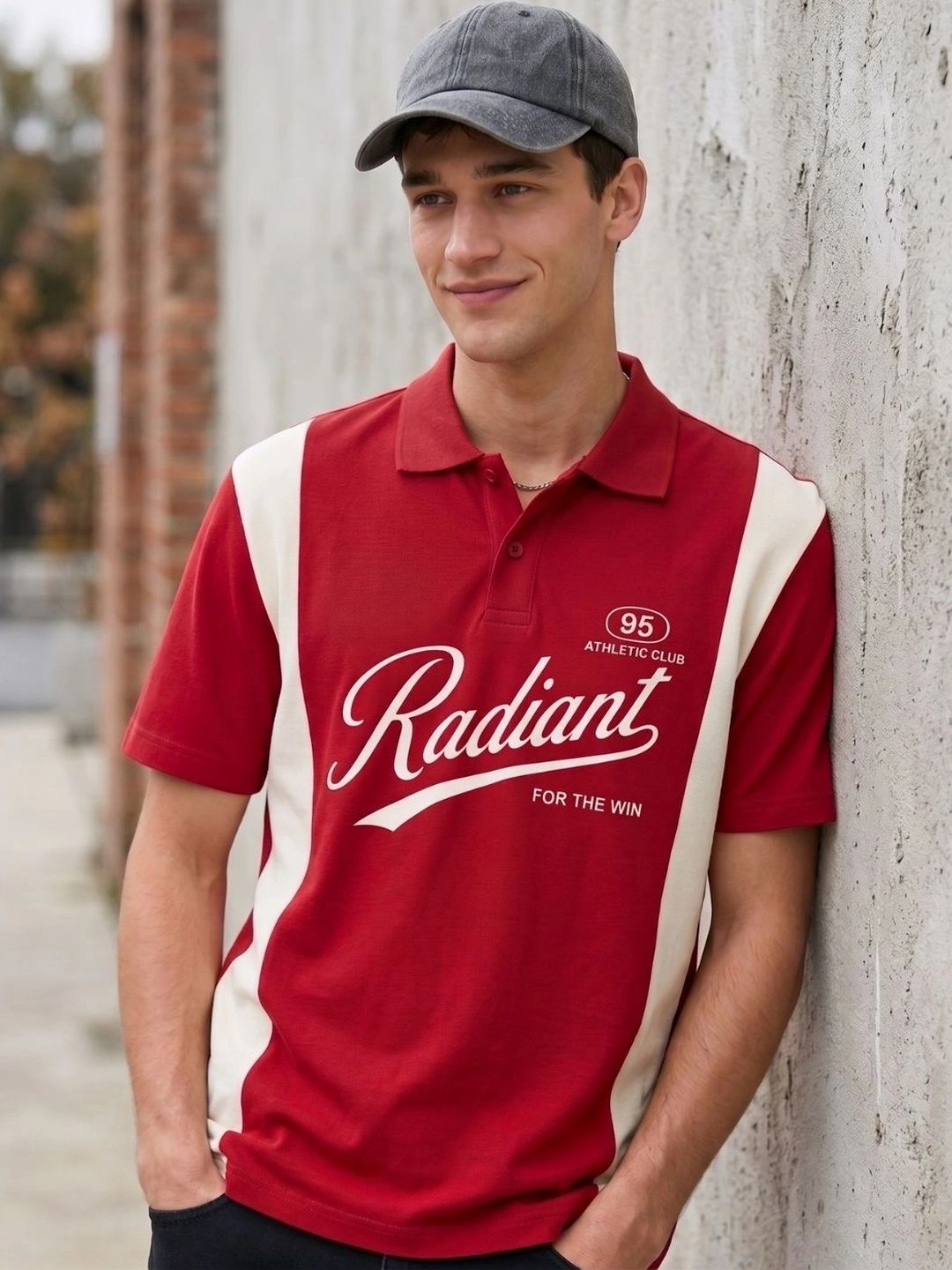 HERE&NOW Men Printed Polo Collar T-shirt
