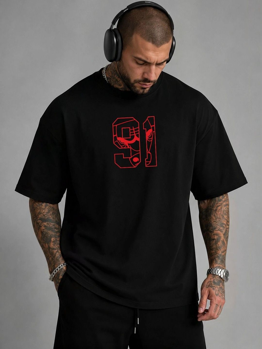Moda Rapido Men Printed Drop-Shoulder Sleeves T-shirt
