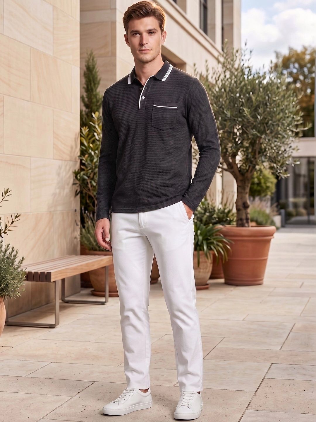 STARFOX Men Polo Collar Pockets T-shirt