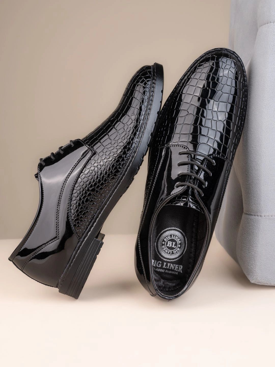 Big Liner Men Synthetic Round Toe Lace-Ups Derbys Formal Shoes