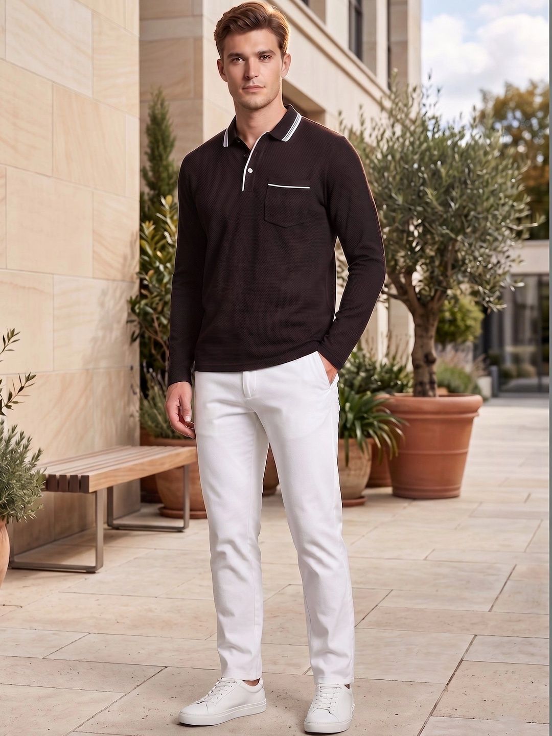 STARFOX Men Polo Collar Pockets T-shirt