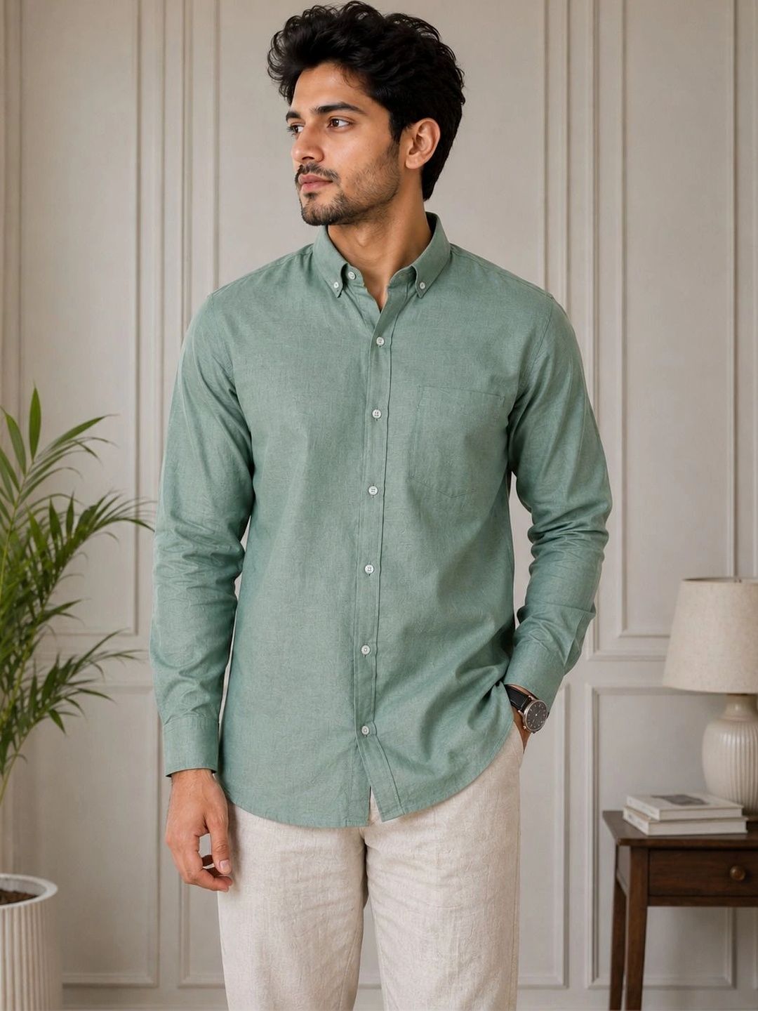 HERE&NOW Men Standard Slim Fit Casual Shirt