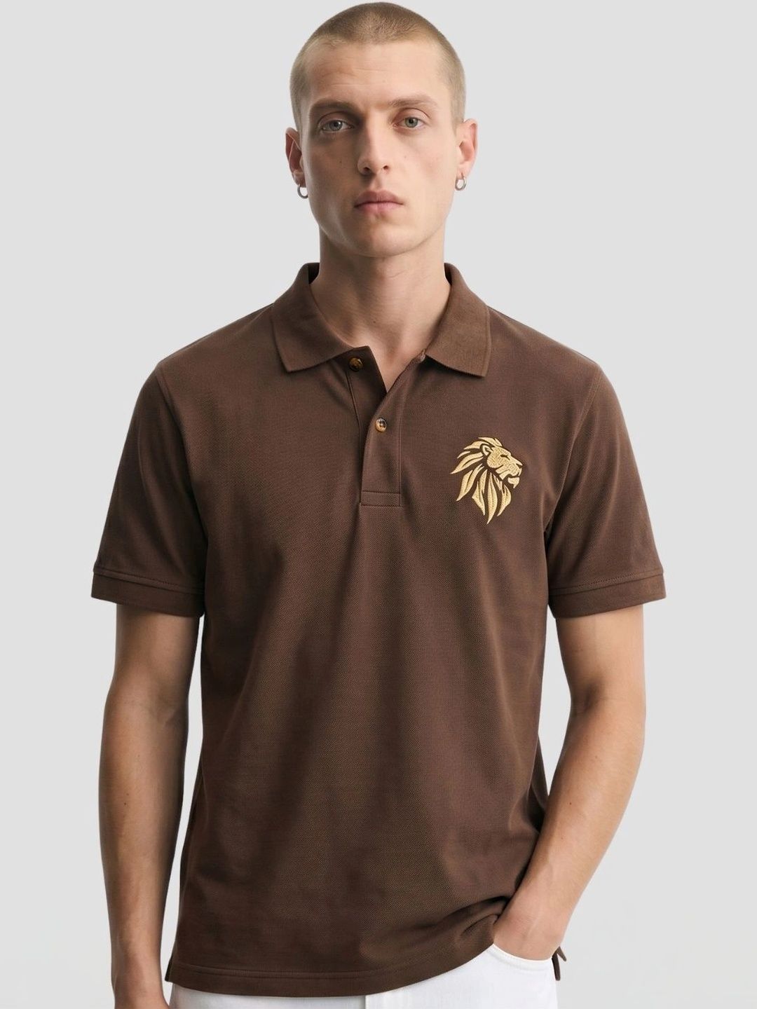 HERE&NOW Men Polo Collar T-shirt