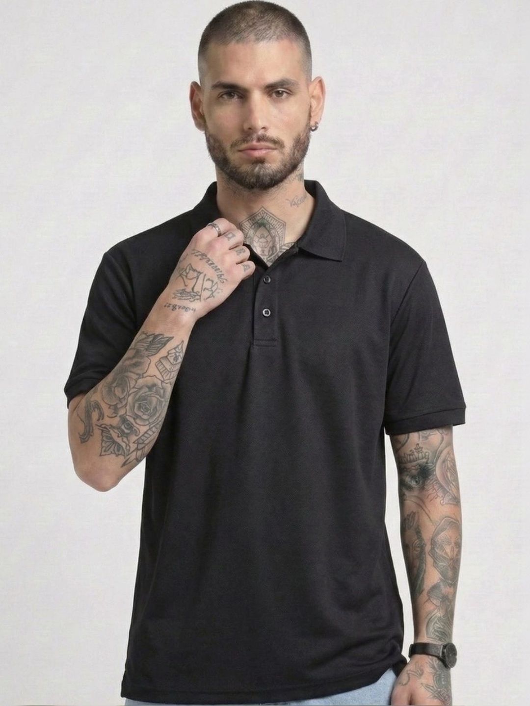 HERE&NOW Men Polo Collar T-shirt