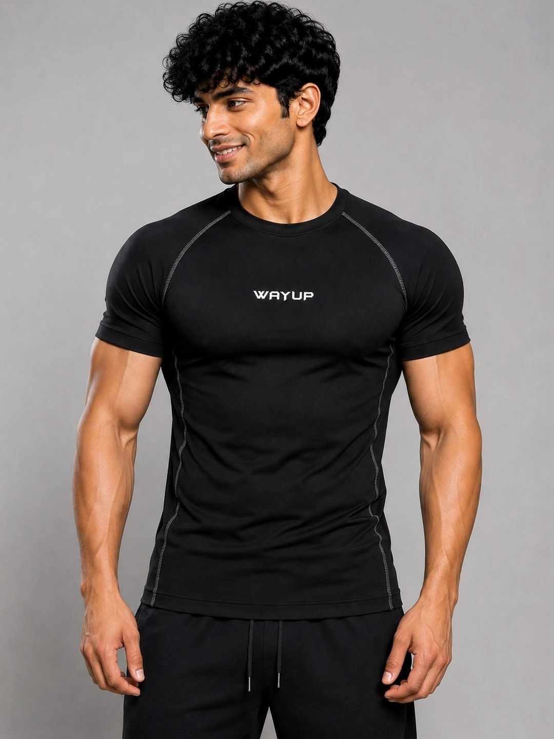 WAYUP Men Brand Logo Dri-FIT Compression T-shirt
