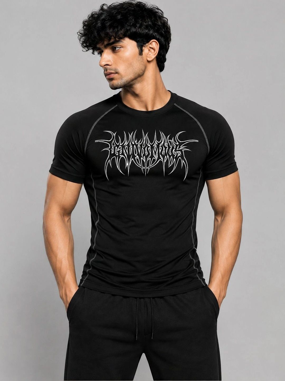 WAYUP Men Printed Dri-FIT Compression T-shirt