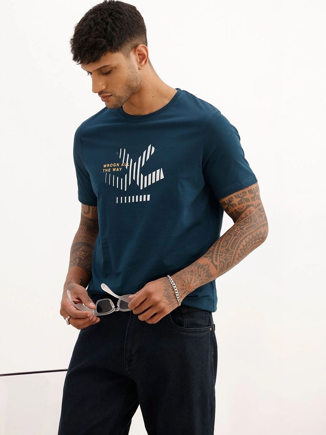WROGN Men Printed Slim Fit T-shirt