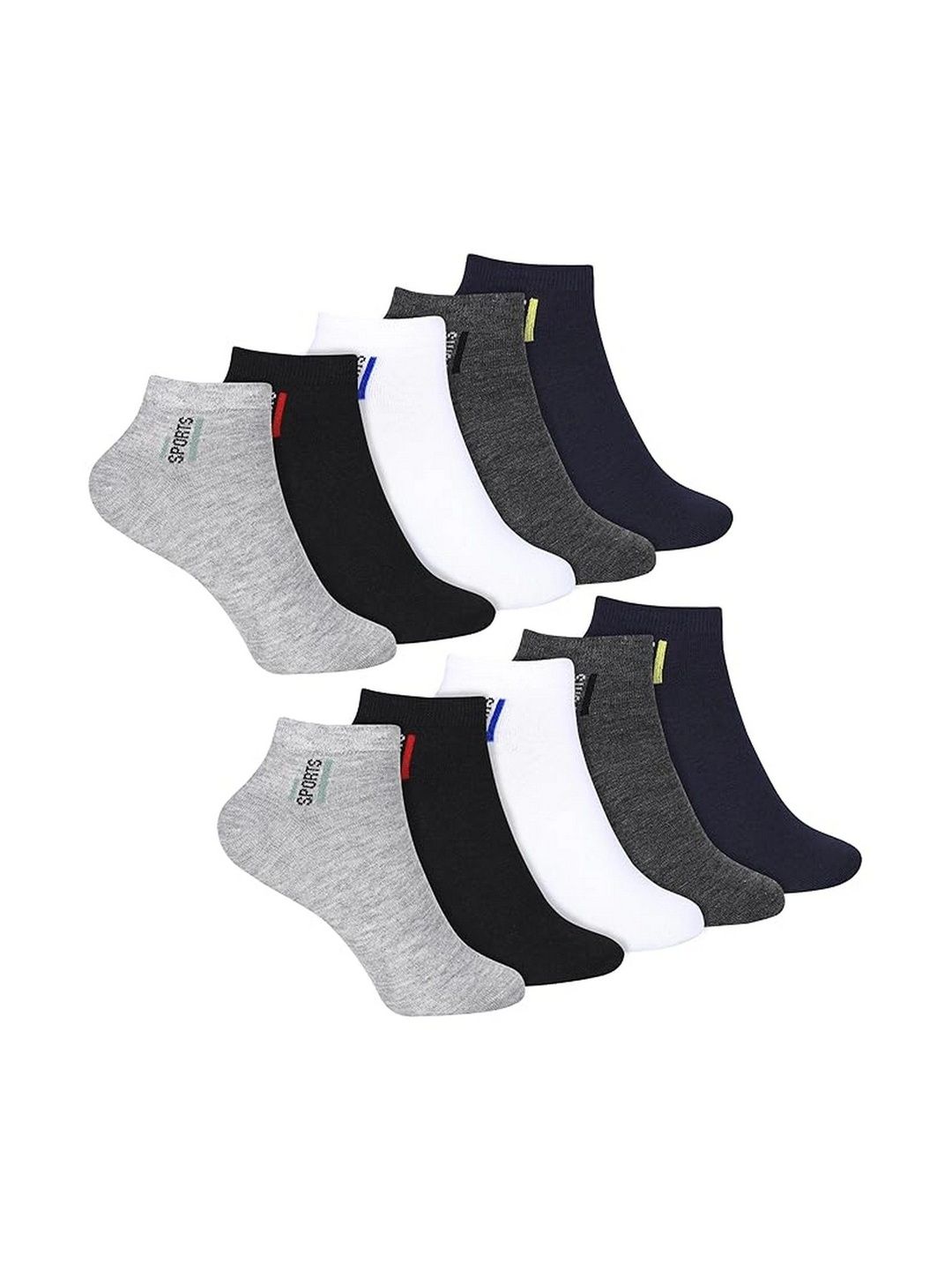 SHOPCASH Men Pack of 10 Cotton Assorted Ankle Length Socks
