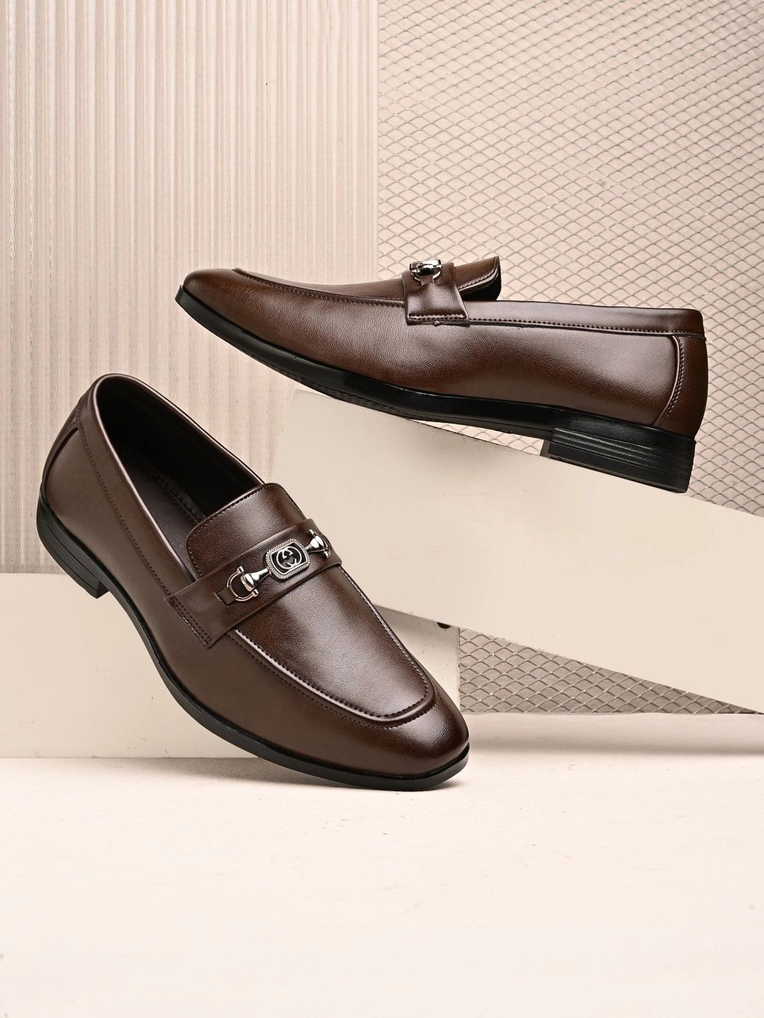Azzaro Black Synthetic Leather Round Toe Slip-On Formal Loafers