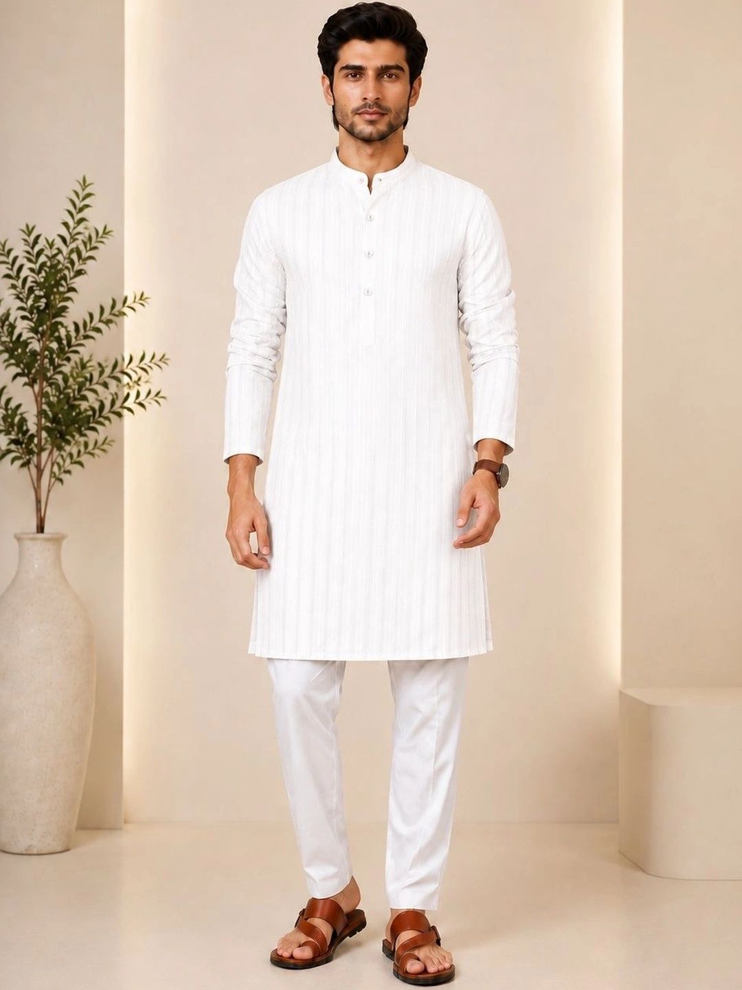 ORIFAB Men Striped Kurta