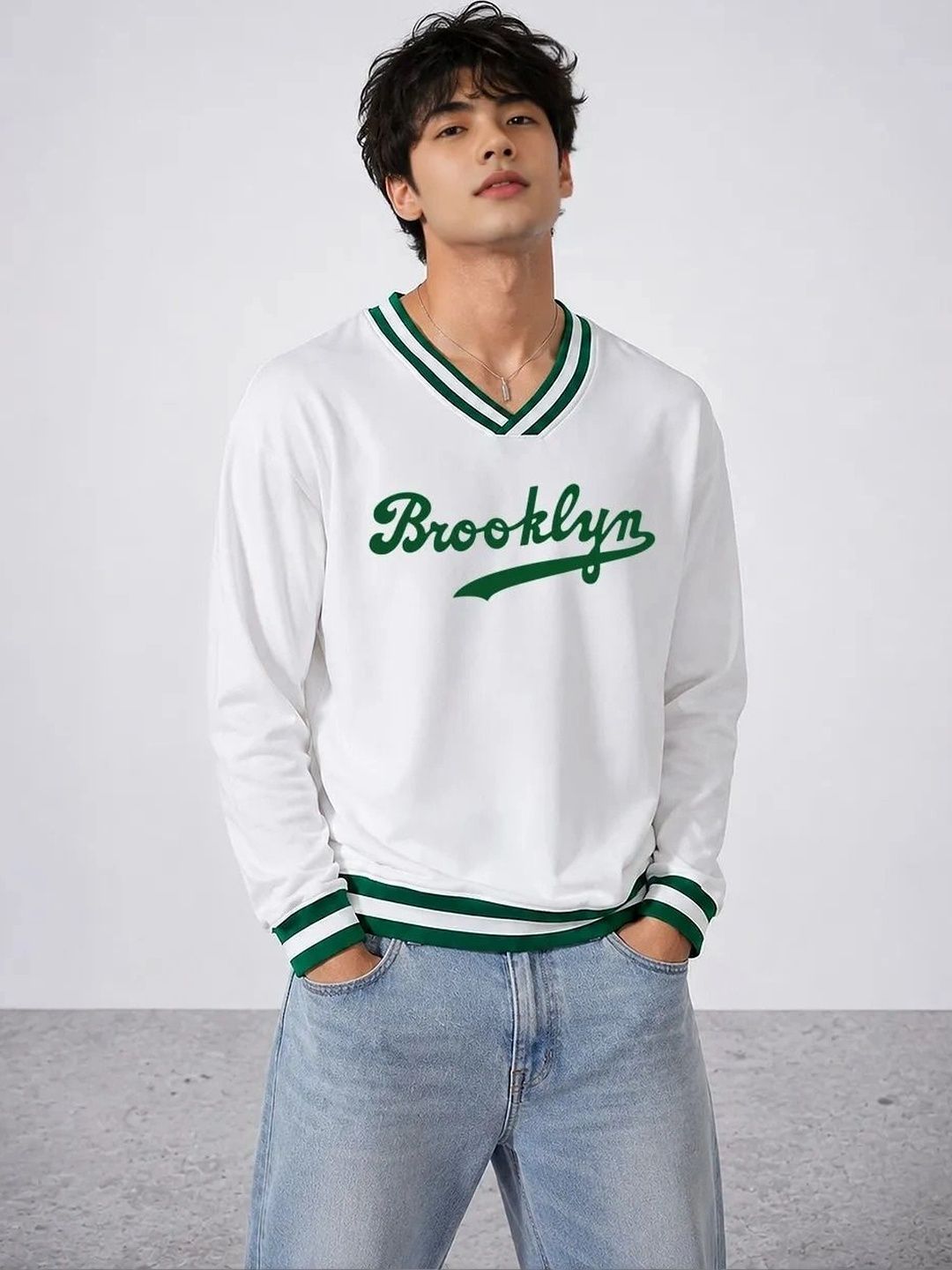 SZN Men Typography Printed V-Neck T-shirt