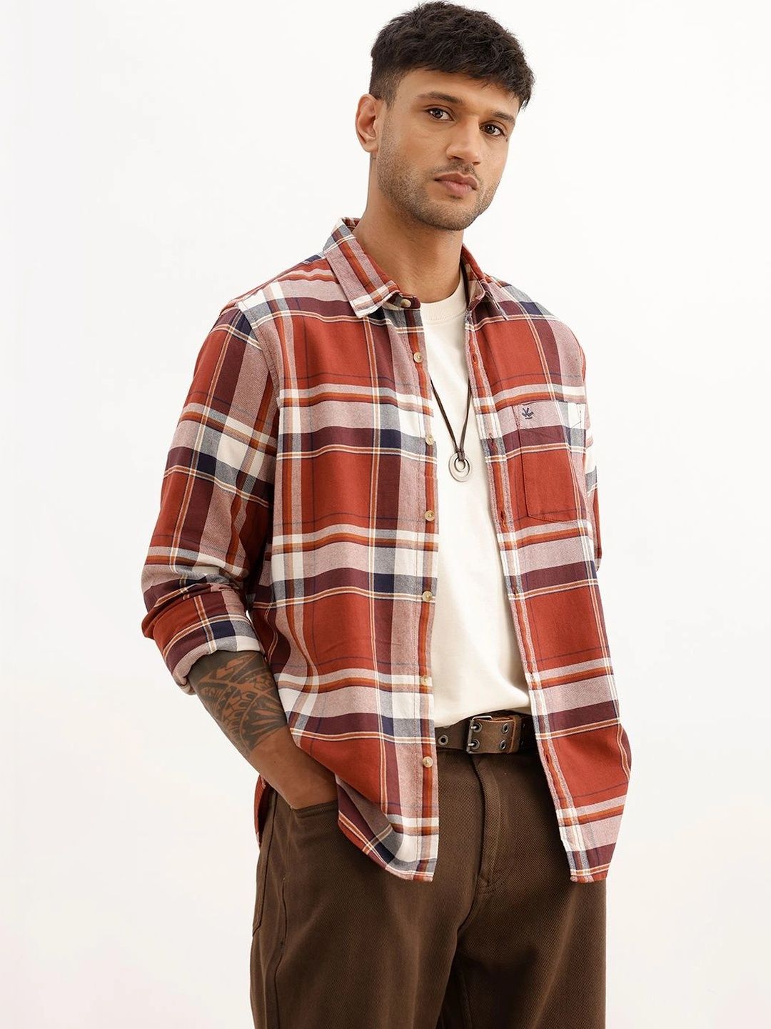 WROGN Men Slim Fit Checked Casual Shirt