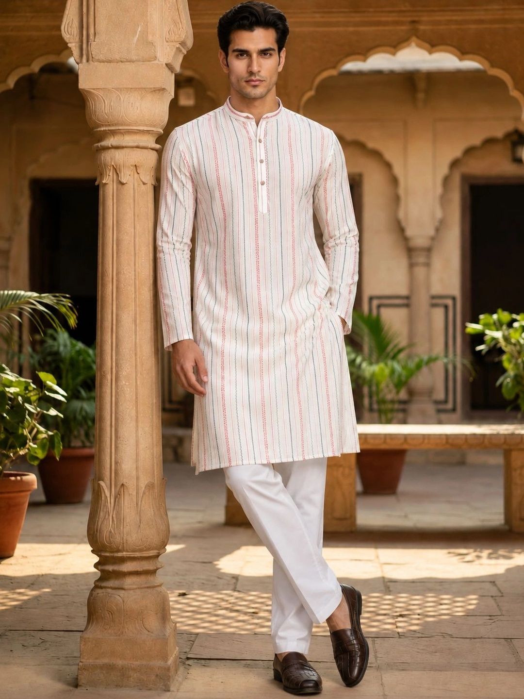 Anouk Men Cotton Striped Kurta