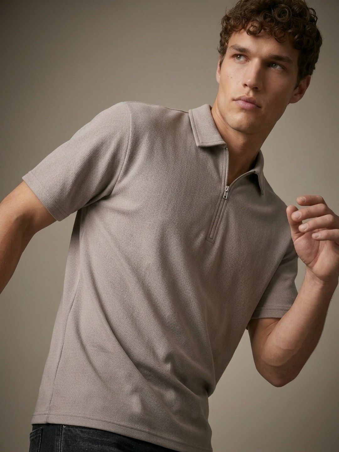 glitchez Polo Collar Textured Relaxed Fit Tshirt