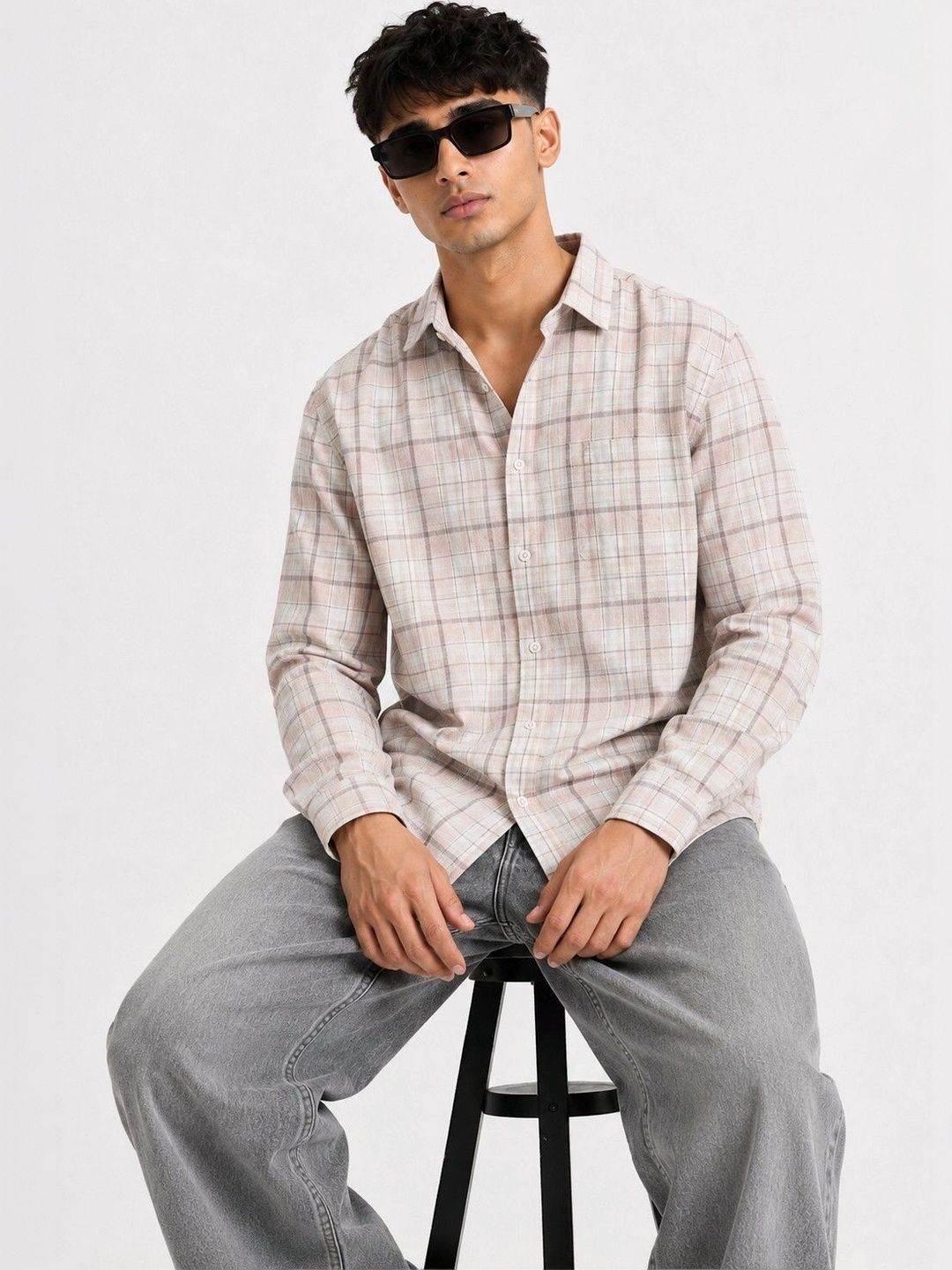 Yarndaze Men Tartan Checks Checked Casual Shirt