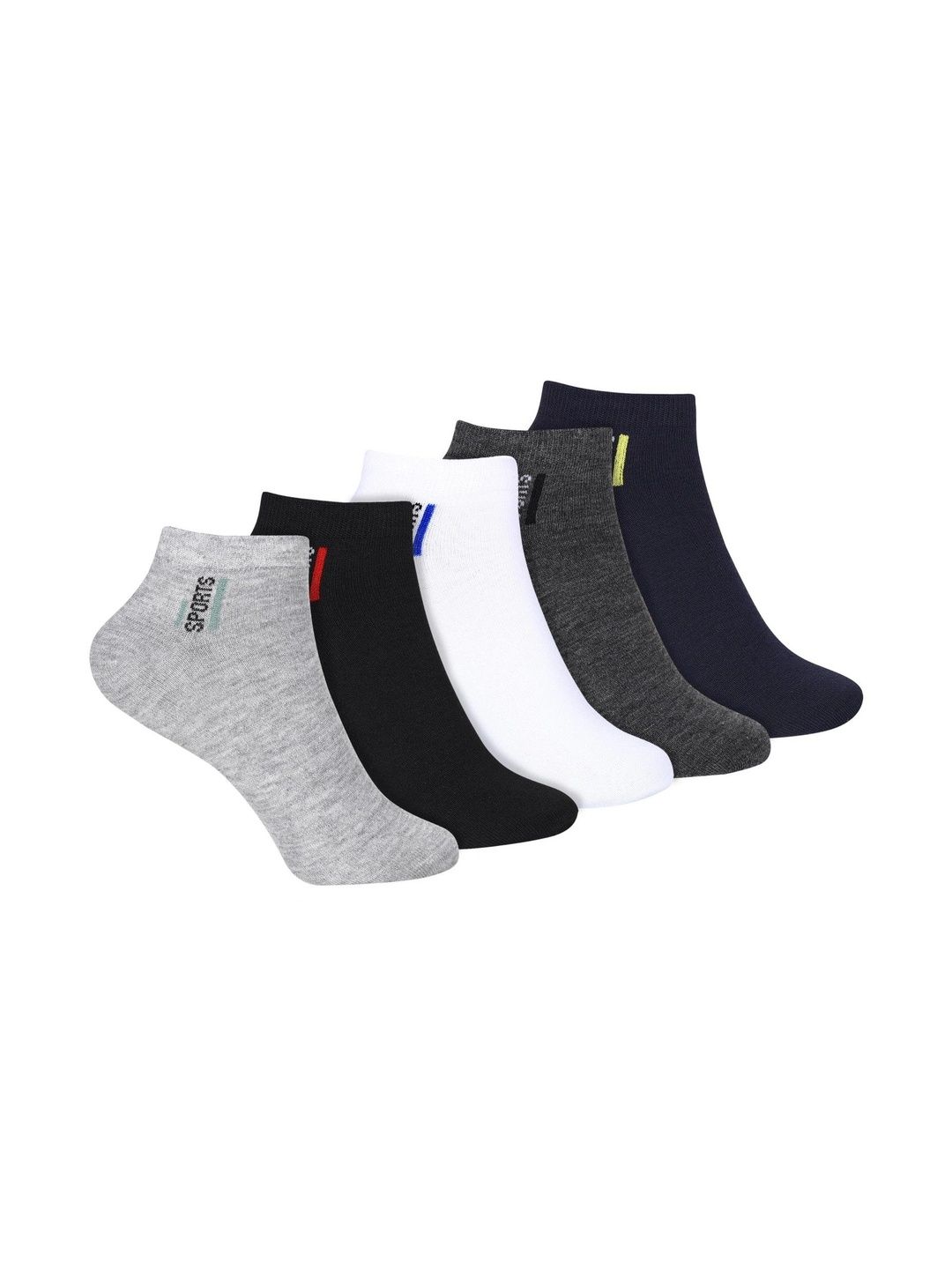 SHOPCASH Men Pack of 5 Cotton Assorted Ankle Length Socks