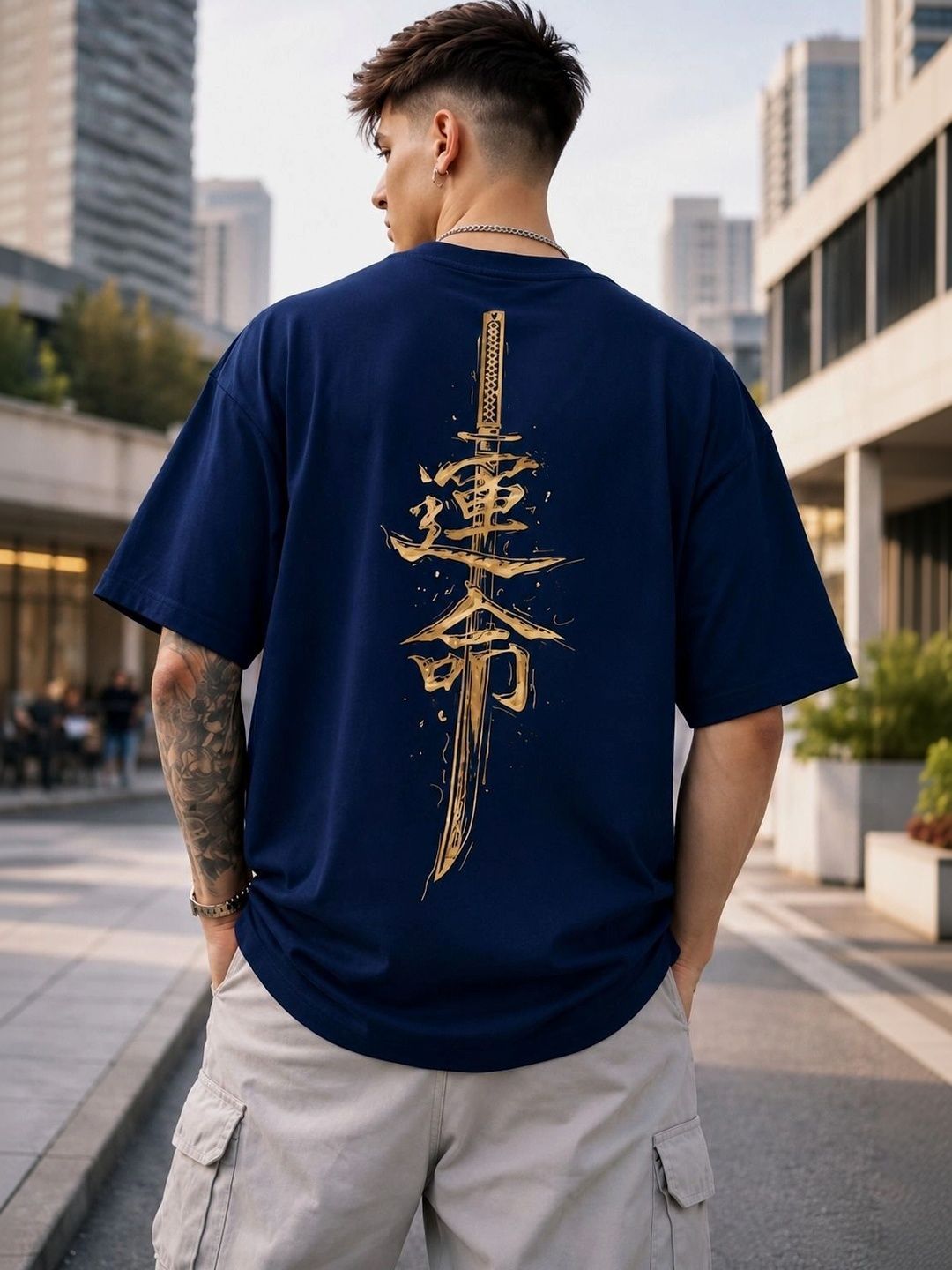 Moda Rapido Men Printed Drop-Shoulder Sleeves T-shirt