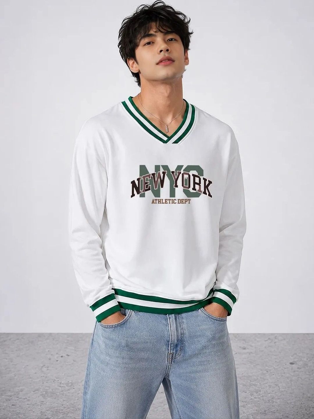 SZN Men Typography Printed V-Neck T-shirt