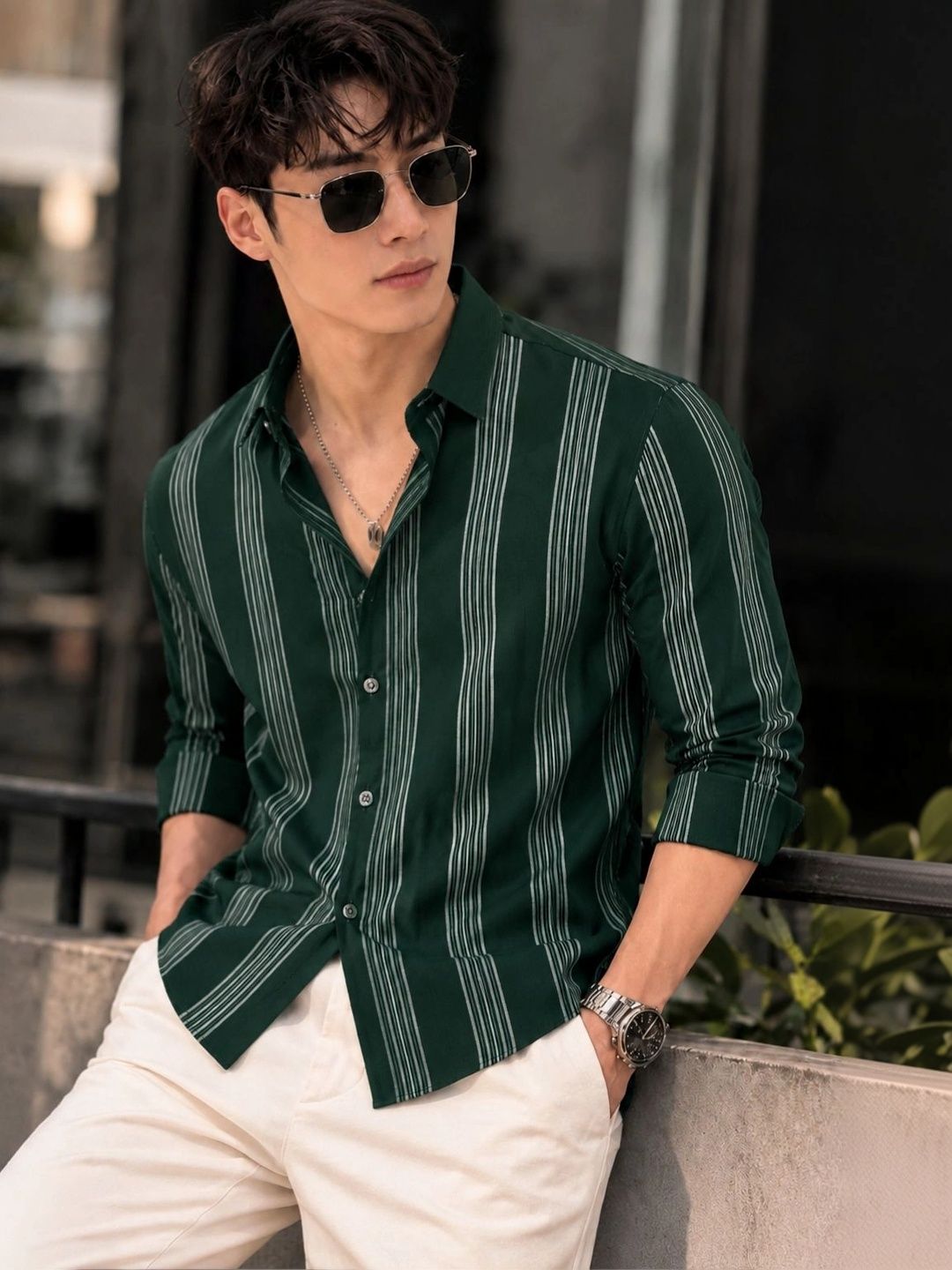 ROLLISTEAR Men Modern Striped Casual Shirt