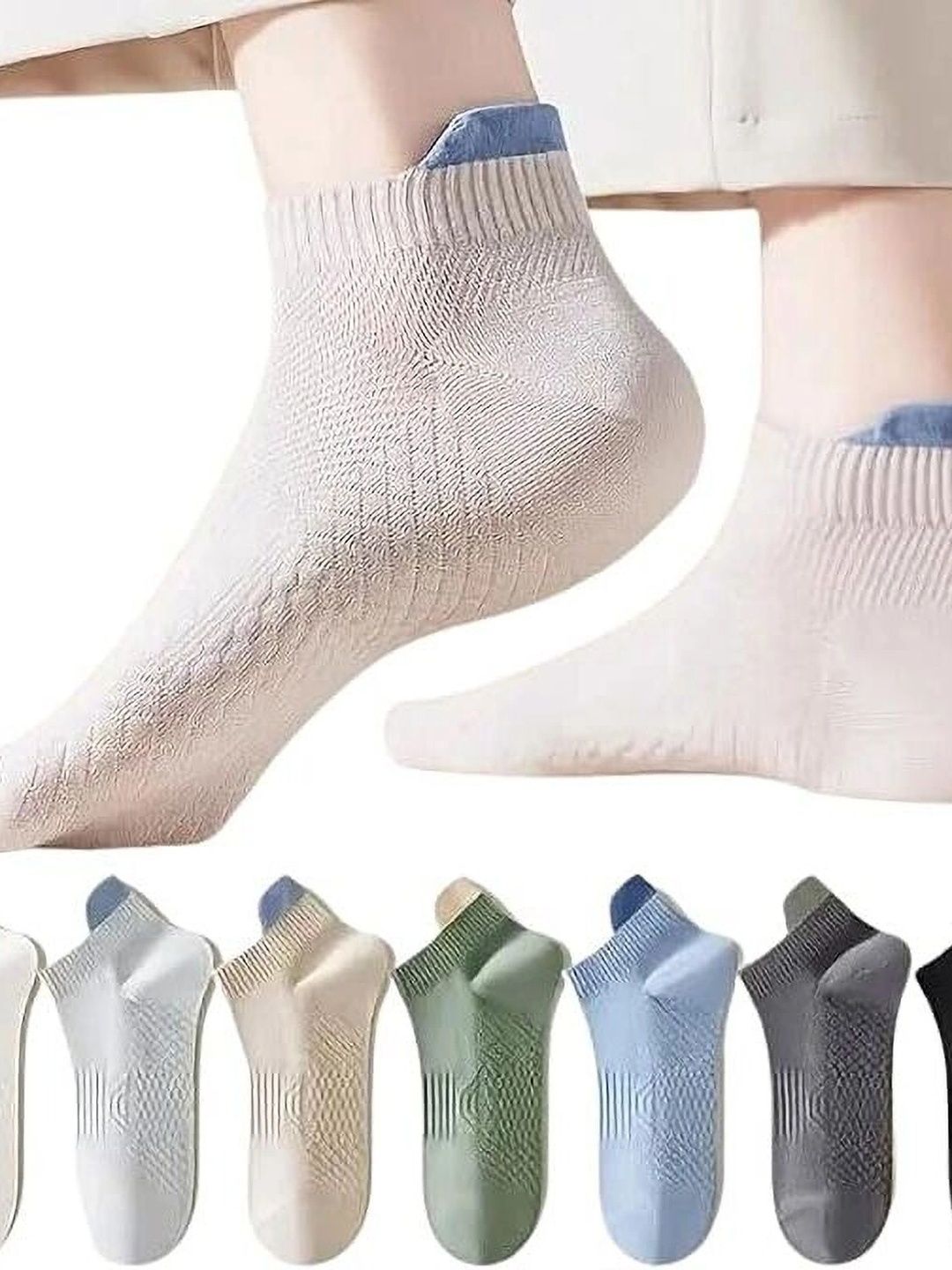 MERCEHIVE Men Pack of 7 Cotton Patterned Ankle Length Socks