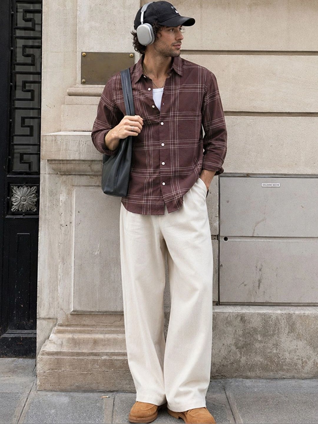 Powerlook Linen Blend Windowpane Checks Cotton Long Sleeves Shirt