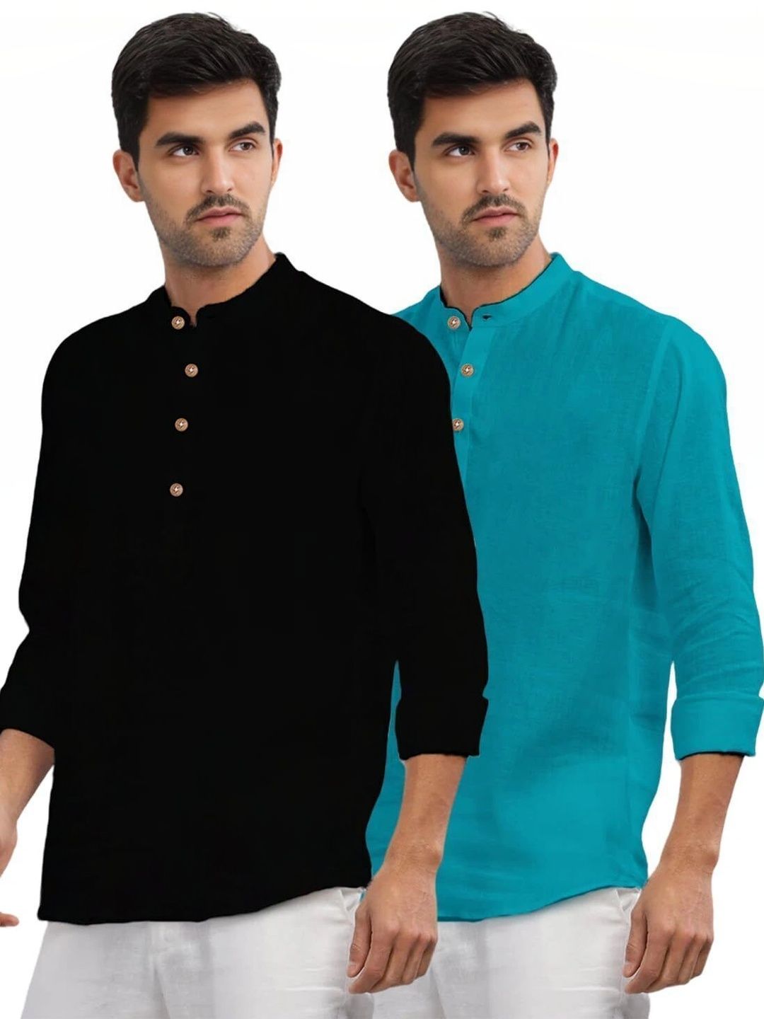 Amrit Trending Men Pack of 2 Cotton Mandarin Collar Kurta