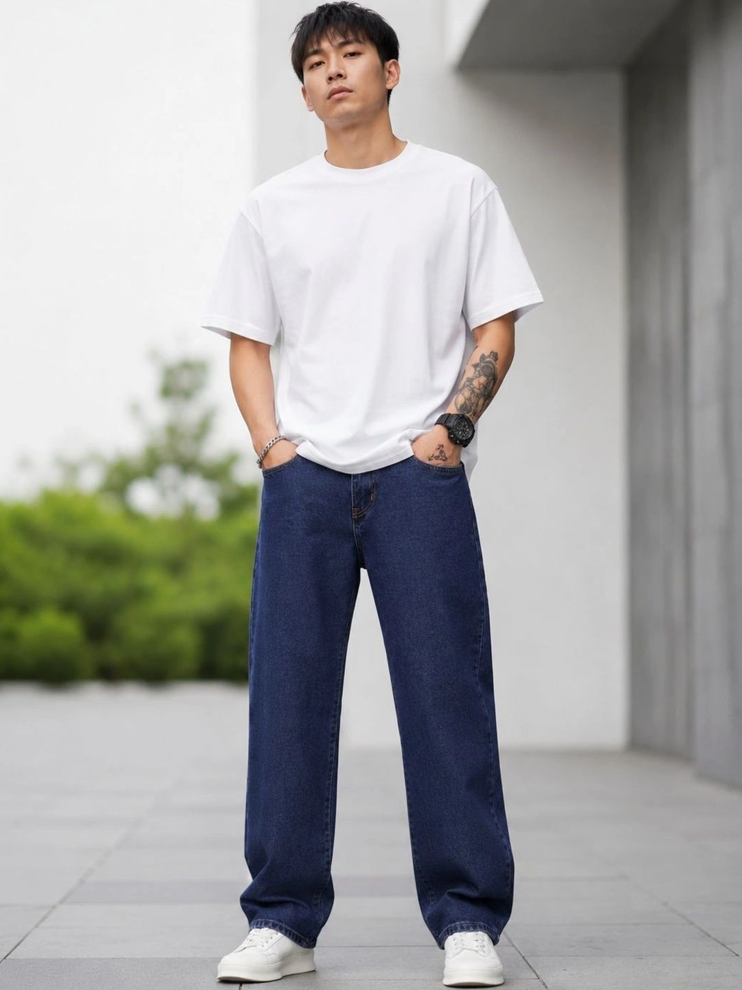 BREXX Men Jean Wide Leg Mid-Rise Stretchable Jeans
