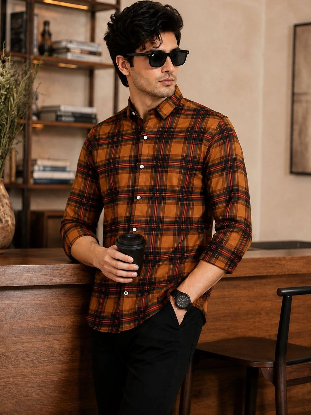 pihu Men Comfort Tartan Checks Checked Casual Shirt