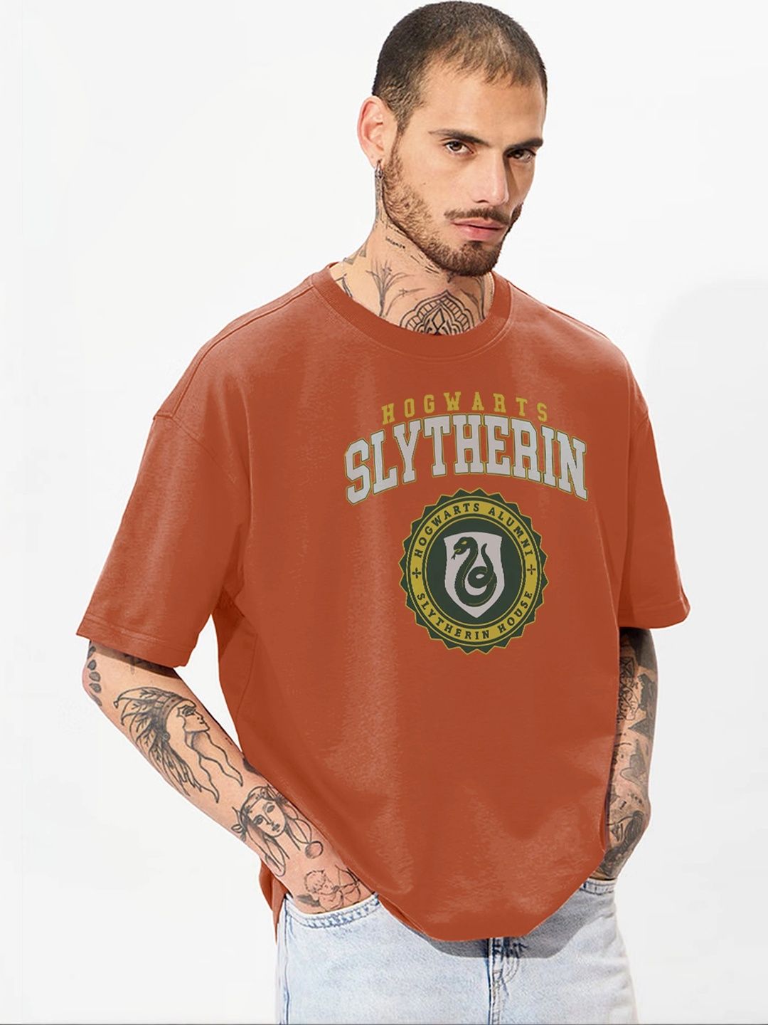 Moda rapido X TOGS & TERRE Men Brand Logo Printed Organic Cotton Blend T-shirt