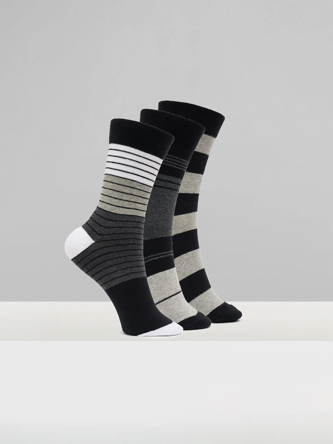 Urban Ranger by pantaloons Men Pack of 3 Cotton Blend Assorted Striped Above Ankle Socks