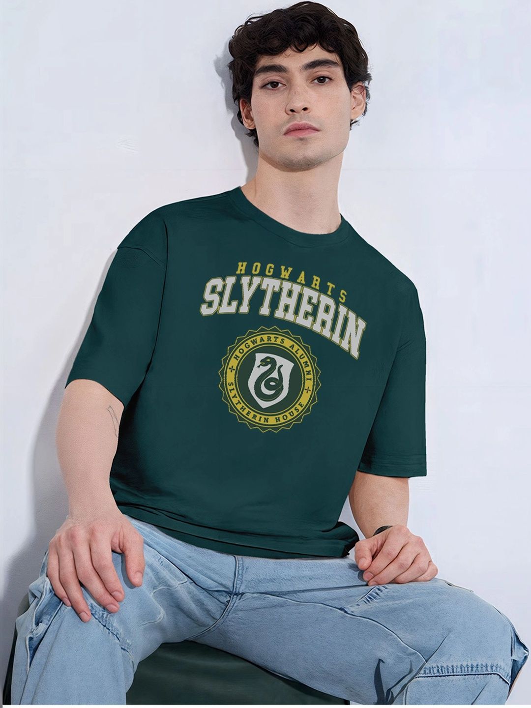 Moda rapido X TOGS & TERRE Men Printed Drop-Shoulder Sleeves Organic Cotton Blend T-shirt