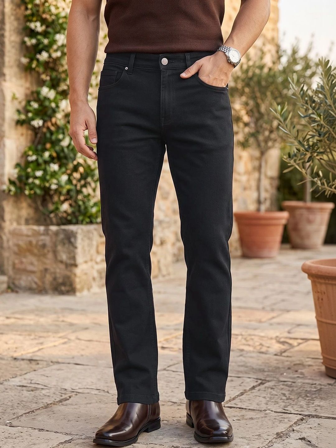 Thomas Scott Men Smart Bootcut Mid-Rise Stretchable Jeans