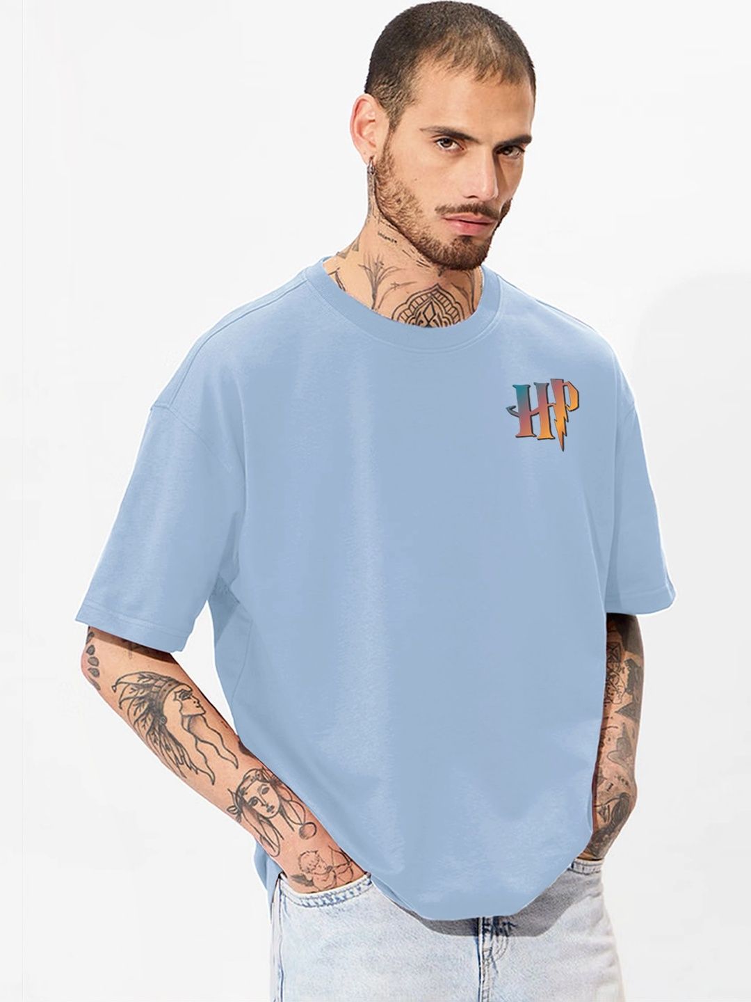 Moda rapido X TOGS & TERRE Men Printed Drop-Shoulder Sleeves Organic Cotton Blend T-shirt