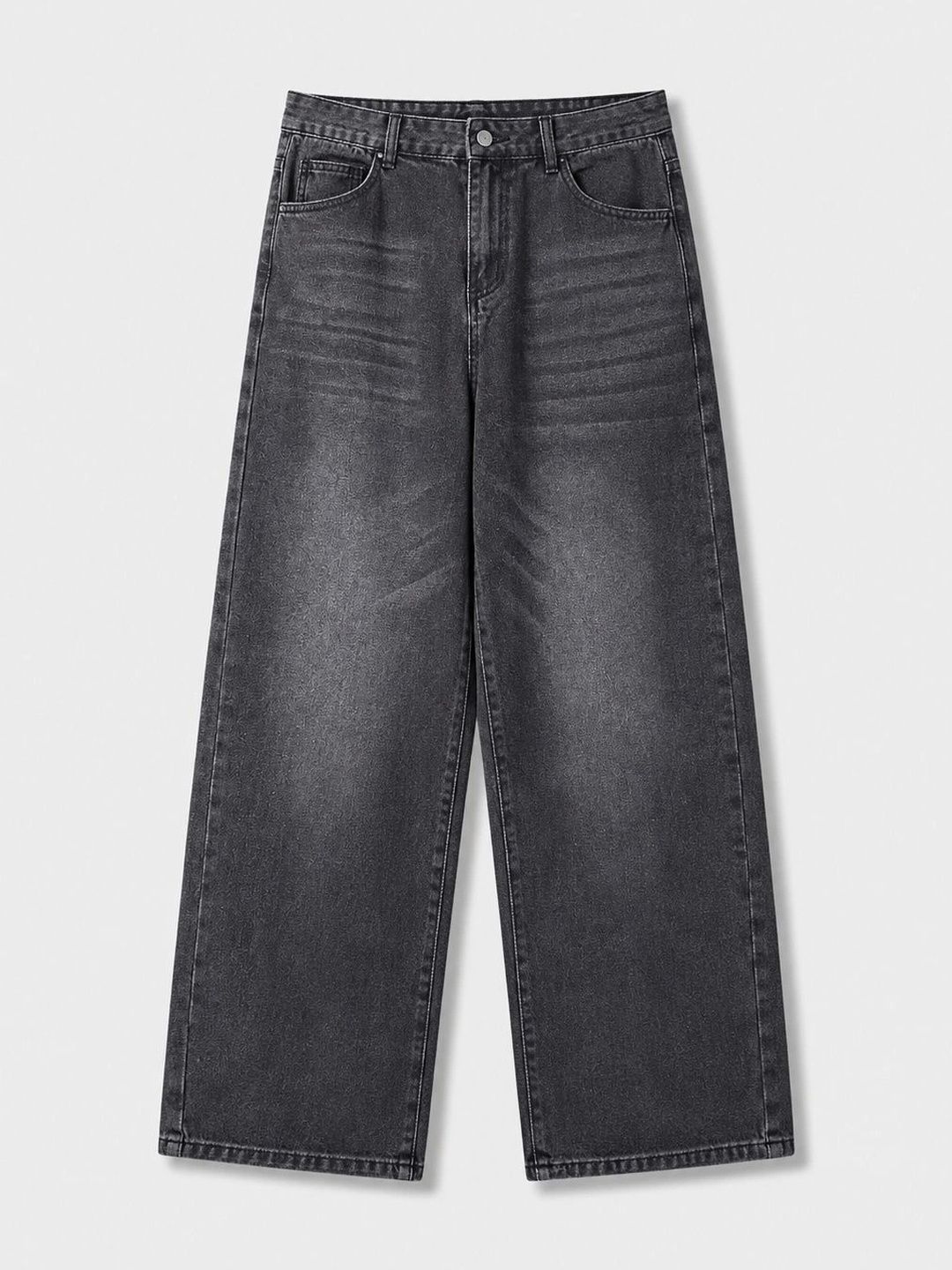 BREXX Men Jean Wide Leg Mid-Rise Low Distress Light Fade Stretchable Jeans