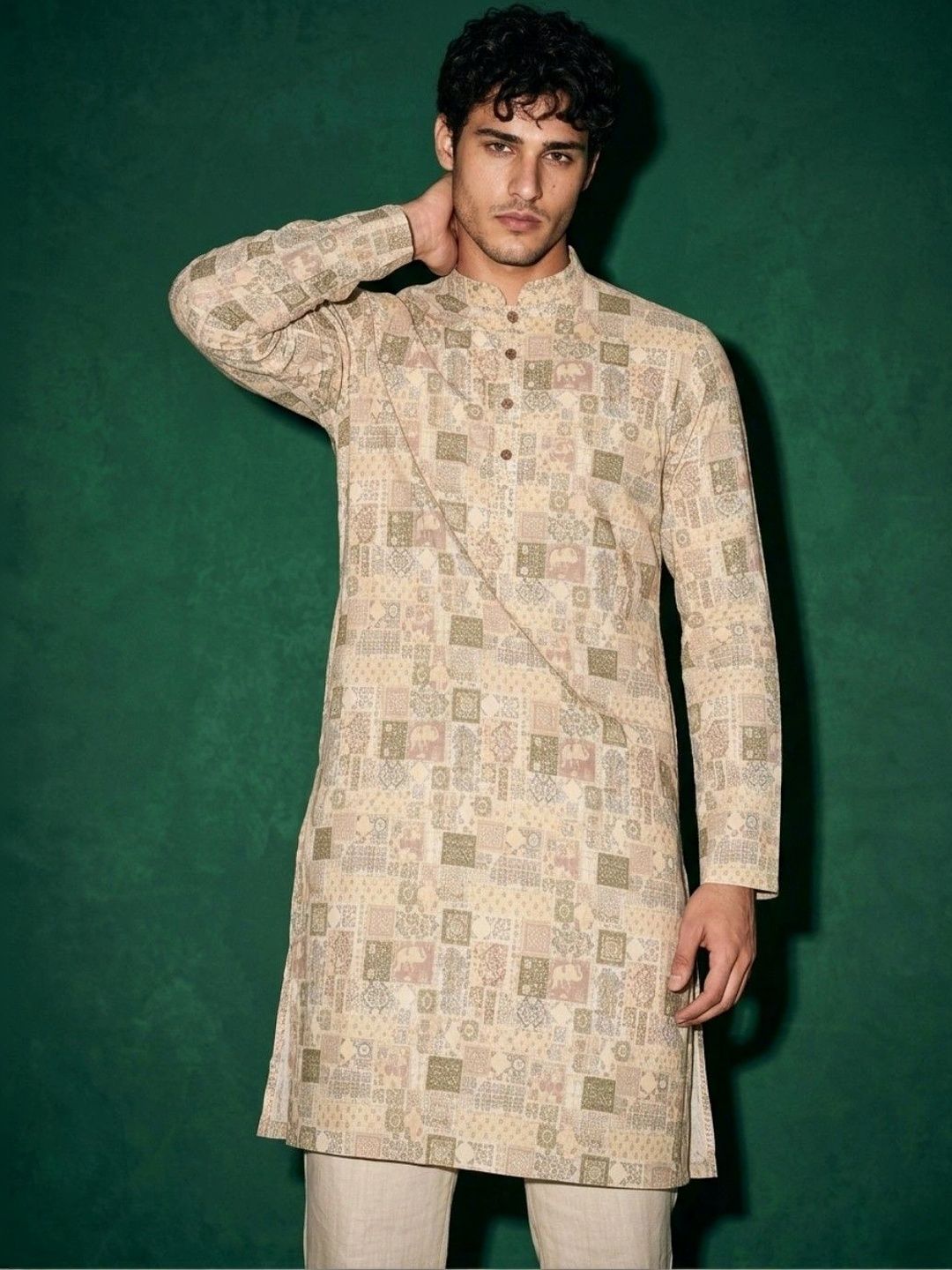 DRIP CHOWK Men Ethnic Motifs Printed Jacquard Kurta