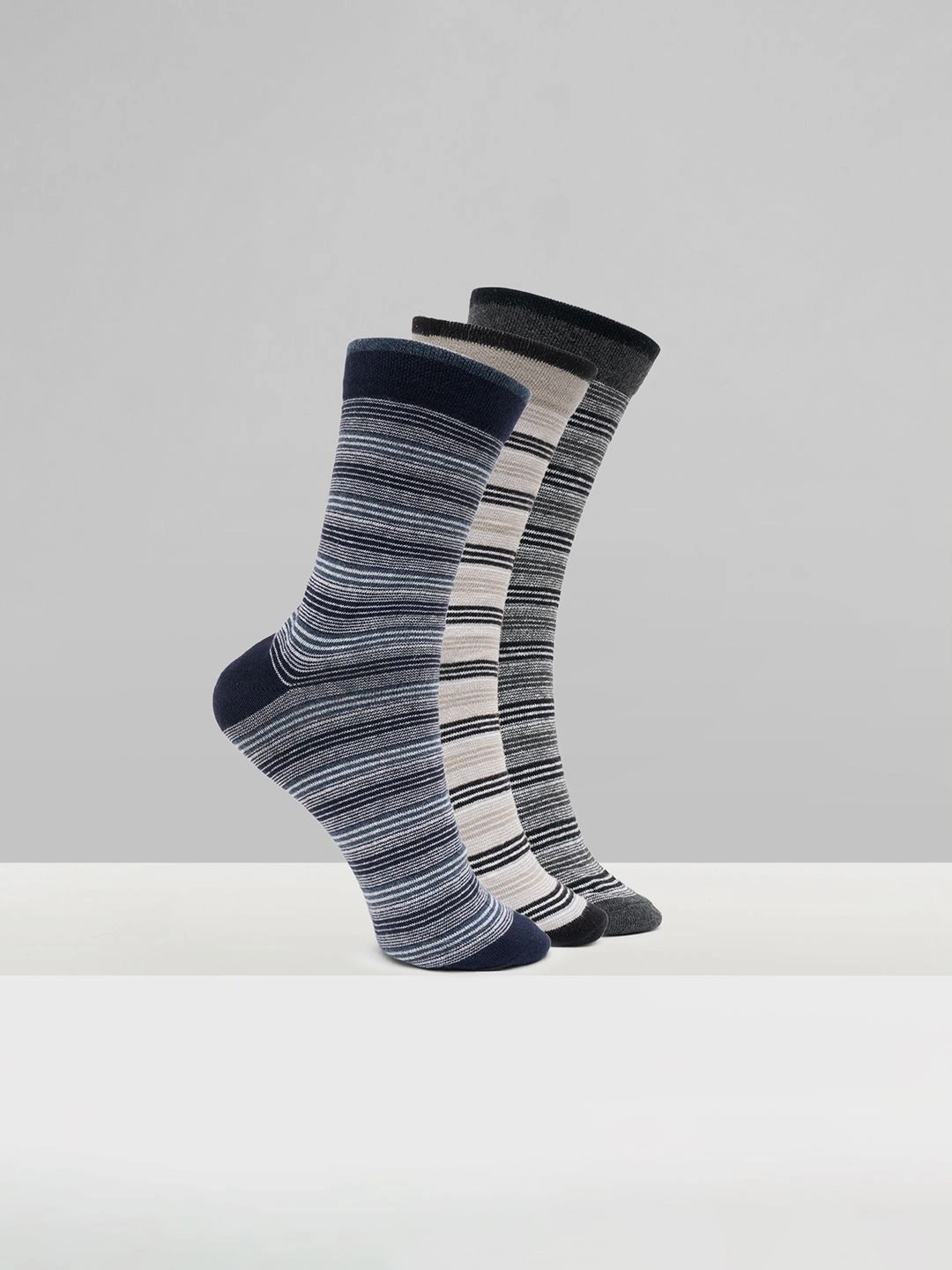 Urban Ranger by pantaloons Men Pack of 3 Cotton Blend Assorted Striped Above Ankle Socks