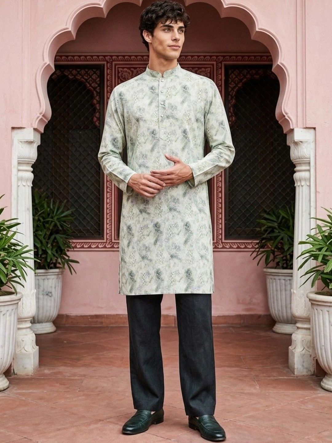 DRIP CHOWK Men Printed Jacquard Kurta